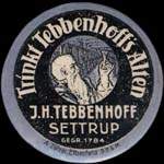 Timbre-monnaie Trinkt Tebbenhoff's Alten - J.&nbsp;H.&nbsp;Tebbenhoff - Settrup - gegr 1784 type 5 - 75 pfennig bleu sur fond bleu - avers