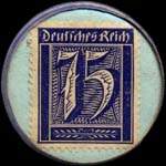 Timbre de 75 pfennig bleu sur fond bleu