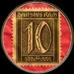 Timbre de 10 pfennig olive sur fond rose