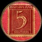 Timbre de 5 pfennig grenat sur fond rose