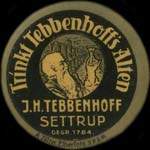 Timbre-monnaie Trinkt Tebbenhoff's Alten - J.&nbsp;H.&nbsp;Tebbenhoff - Settrup - gegr 1784 type 4 - 5 pfennig grenat sur fond rouge - avers