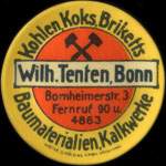 Timbre-monnaie Kohlen, Koks, Briketts - Wilh. Tenten, Bonn - 15 pfennig violet sur fond vert - avers