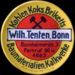 Timbre-monnaie Kohlen, Koks, Briketts - Wilh. Tenten, Bonn - 25 pfennig marron sur fond bleu - avers