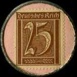 Timbre de 25 pfennig marron sur fond rose