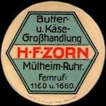 Timbre-monnaie H.F.Zorn à Mülheim-Ruhr - 5 pfennig bordeaux sur fond rouge - avers