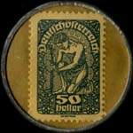 Briefmarkenkapselgeld (timbre-monnaie) Allgemeine Industriebank - Wien I - Wipplinger Strasse 2 - 50 heller sur fond jaune - revers