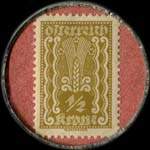 Briefmarkenkapselgeld (timbre-monnaie) Allgemeine Industriebank - Wien I - Wipplinger Strasse 2 - 1/2 krone sur fond saumon - revers