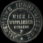 Briefmarkenkapselgeld (timbre-monnaie) Allgemeine Industriebank - Wien I - Wipplinger Strasse 2 - 15 kronen sur fond marbr - avers