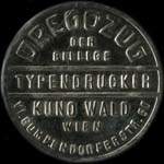 Timbre-monnaie Dregozug der billige - typendrucker- Kuno Wald - Wien - 30 heller sur fond bleu - avers