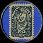 Timbre-monnaie Dregozug der billige - typendrucker- Kuno Wald - Wien - 50 heller sur fond bleu - revers
