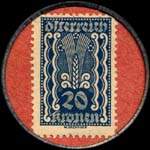 Timbre-monnaie Dregozug der billige - typendrucker- Kuno Wald - Wien - 20 kronen sur fond rouge - revers