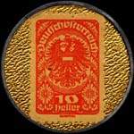 Timbre-monnaie Freie Presse - 10 heller sur fond doré - revers