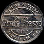 Timbre-monnaie Freie Presse - 15 kronen sur fond bleu - avers