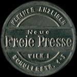 Timbre-monnaie Freie Presse - 15 kronen sur fond saumon - avers