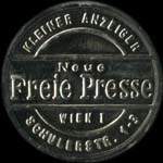 Timbre-monnaie Freie Presse - 20 kronen sur fond bleu - avers