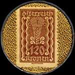 Timbre-monnaie Freie Presse - 120 kronen sur fond doré - revers