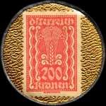 Timbre-monnaie Freie Presse - 200 kronen sur fond doré - revers