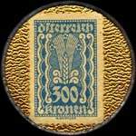 Timbre-monnaie Freie Presse - 300 kronen sur fond doré - revers