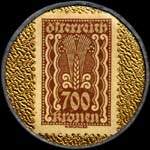 Timbre-monnaie Freie Presse - 700 kronen sur fond doré - revers