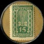 Timbre-monnaie Bankhaus Hellmer - 15 kronen sur fond jaune lign - revers