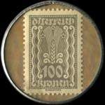 Timbre-monnaie Bankhaus Hellmer - 100 kronen sur fond marbr - revers