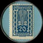 Timbre-monnaie Karl Hengl - 20 kronen sur fond bleu - revers