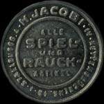 Timbre-monnaie H.Jacobi.IV.Kettenbrckeng.18.I.Strallburg.4 - alle spiel und rauch artikel - 1/2 krone sur fond bleu - avers