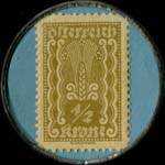 Timbre-monnaie H.Jacobi.IV.Kettenbrckeng.18.I.Strallburg.4 - alle spiel und rauch artikel - 1/2 krone sur fond bleu - revers