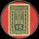 Timbre-monnaie H.Jacobi.IV.Kettenbrckeng.18.I.Strallburg.4 - alle spiel und rauch artikel - 15 kronen sur fond rouge - revers