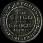 Timbre-monnaie H.Jacobi.IV.Kettenbrckeng.18.I.Strallburg.4 - alle spiel und rauch artikel - 100 kronen sur fond orange - avers