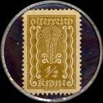 Timbre-monnaie Hans Kodrnja - Wien - 1/2 krone sur fond bleu-violet marbr - revers