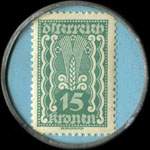 Timbre-monnaie Hans Kodrnja - Wien - 15 kronen sur fond bleu - revers