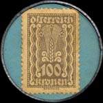 Timbre-monnaie Hans Kodrnja - Wien - 100 kronen sur fond bleu - revers