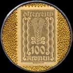 Timbre-monnaie Hans Kodrnja - Wien - 100 kronen sur fond dor pointill - revers