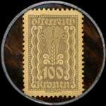 Timbre-monnaie Hans Kodrnja - Wien - 100 kronen sur fond marron marbr - revers