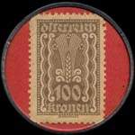 Timbre-monnaie Hans Kodrnja - Wien - 100 kronen sur fond rouge - revers
