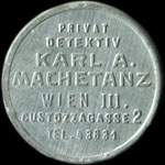 Timbre-monnaie Karl A. Machetanz - Privat Detektiv - 15 kronen sur fond bleu - avers