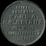 Timbre-monnaie Karl A. Machetanz - Privat Detektiv - 15 kronen sur fond marbré - avers