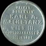 Timbre-monnaie Karl A. Machetanz - Privat Detektiv - 20 kronen sur fond bleu - avers
