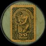 Timbre-monnaie Julius Meinl - 50 heller sur fond bleu-vert - revers