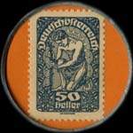 Timbre-monnaie Julius Meinl - 50 heller sur fond orange - revers