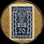 Timbre-monnaie Julius Meinl - 20 kronen sur fond dor - revers