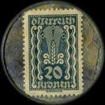 Timbre-monnaie Julius Meinl - 20 kronen sur fond marbr - revers