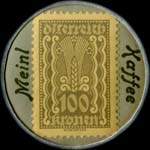 Timbre-monnaie Julius Meinl - 100 kronen avec inscriptions sur fond - revers