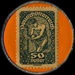 Timbre-monnaie Stahlbetonkassen - Wien - 50 heller sur fond orange - revers