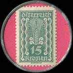 Timbre-monnaie Stahlbetonkassen - Wien - 15 kronen sur fond rose - revers