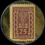 Timbre-monnaie Stahlbetonkassen - Wien - 25 kronen sur fond marbr - revers