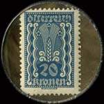 Timbre-monnaie Stahlbetonkassen - Wien - 20 kronen sur fond marbr - revers