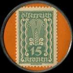 Timbre-monnaie Gretl Stochl - Wien - 15 kronen sur fond orange - revers