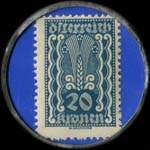 Timbre-monnaie Johann Urban & Sohn - Wien - 20 kronen sur fond bleu - revers